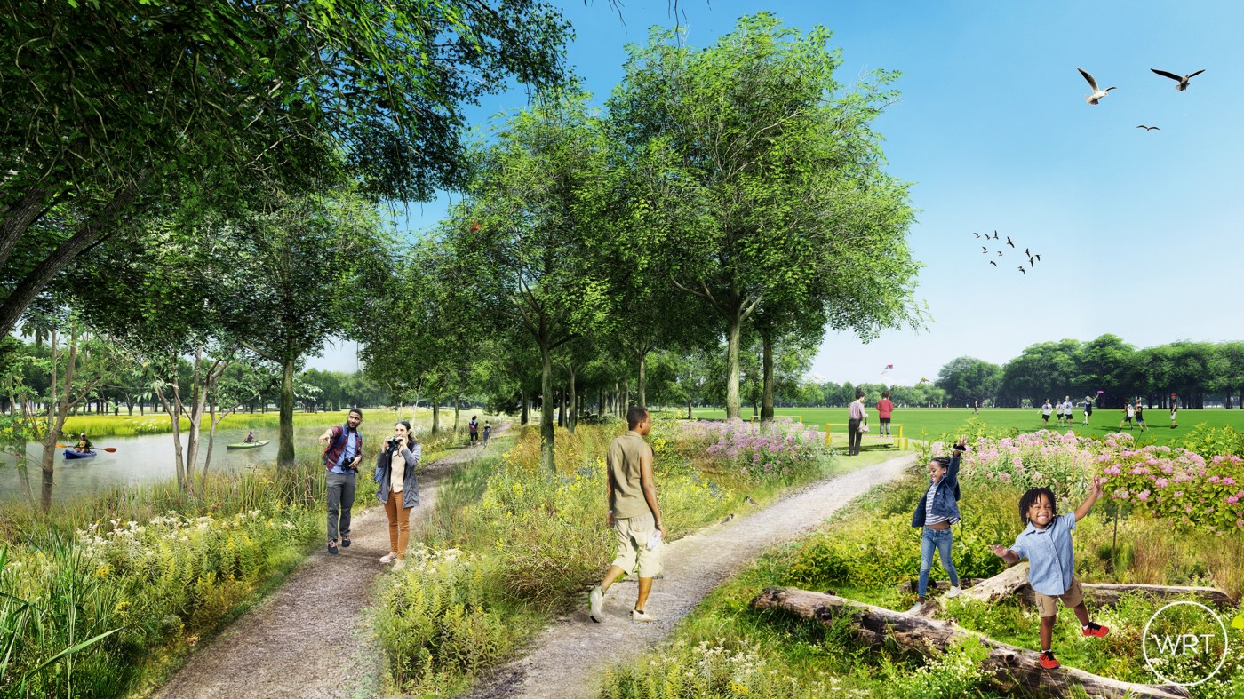 The FDR Park Plan balances water, activity and nature to create a holistic park that meets the needs of its users and the environment. Images courtesy of Fairmount Park Conservancy.